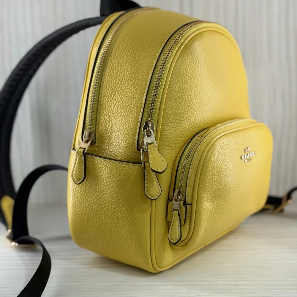 Coach Yellow Pebbled Leather Mini Backpack